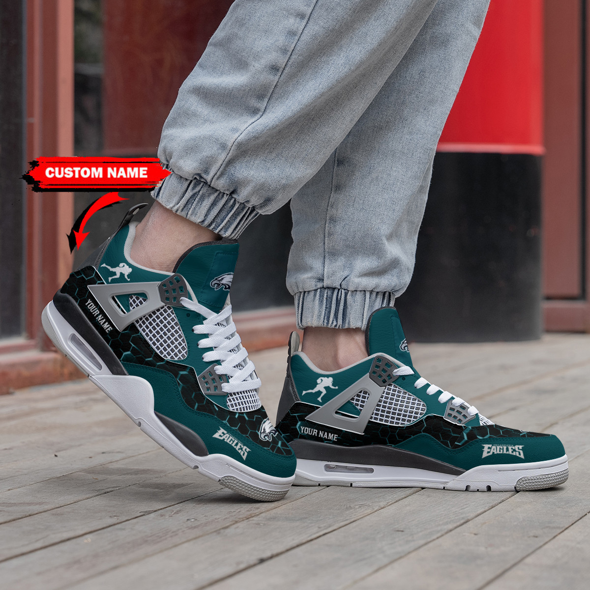 Sportswearmerch Philadelphia Eagles NFL Air Jordan 4 Sneaker AJ4 Sneakers Shoes For Men And Women