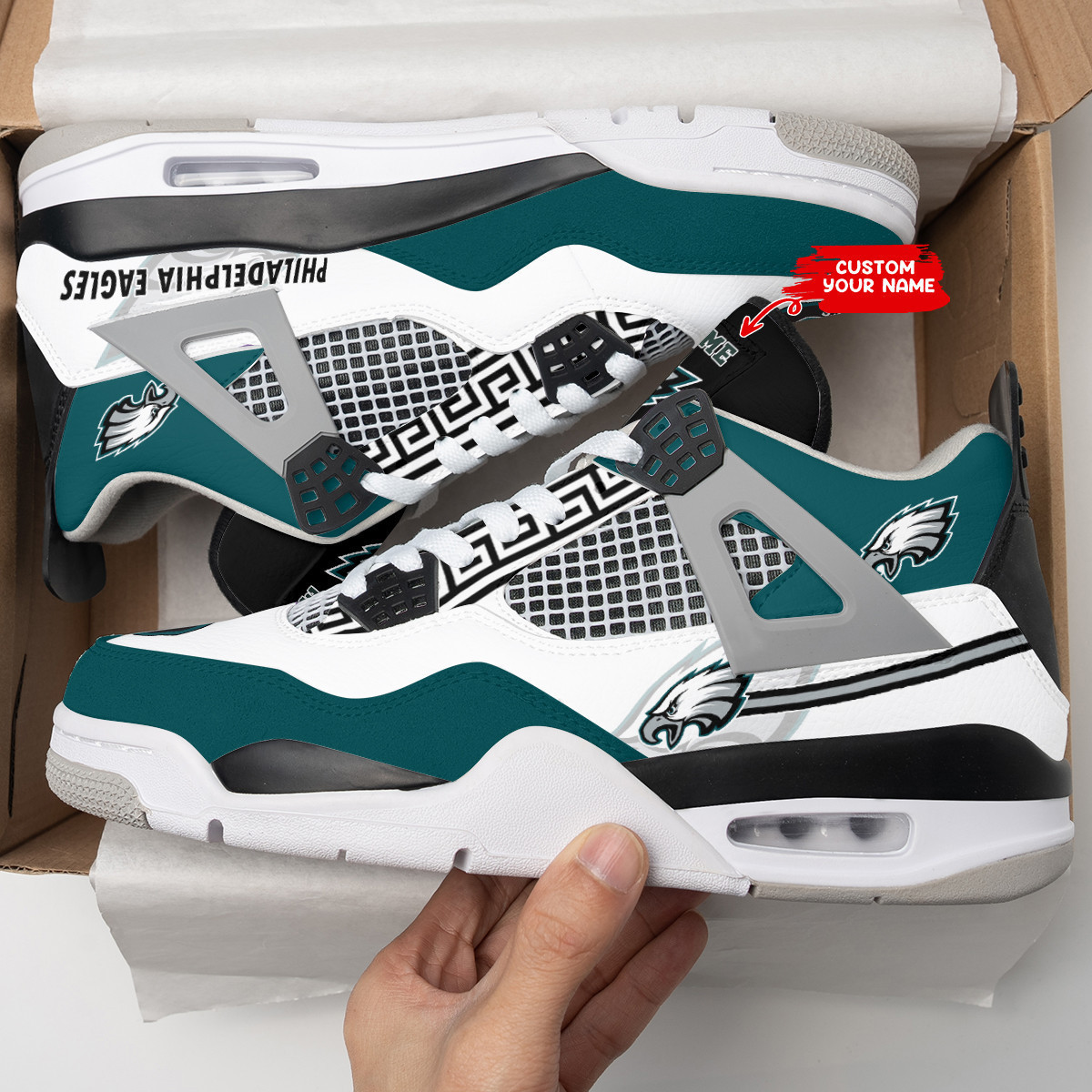 Sportswearmerch Philadelphia Eagles NFL Air Jordan 4 Sneaker AJ4 Sneakers Shoes For Men And Women