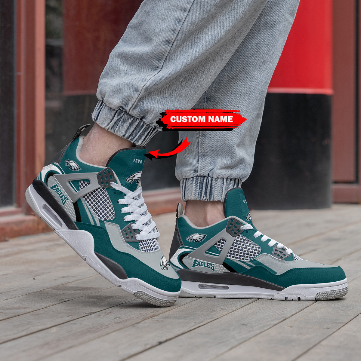 Sportswearmerch Philadelphia Eagles NFL Air Jordan 4 Sneaker AJ4 Sneakers Shoes For Men And Women