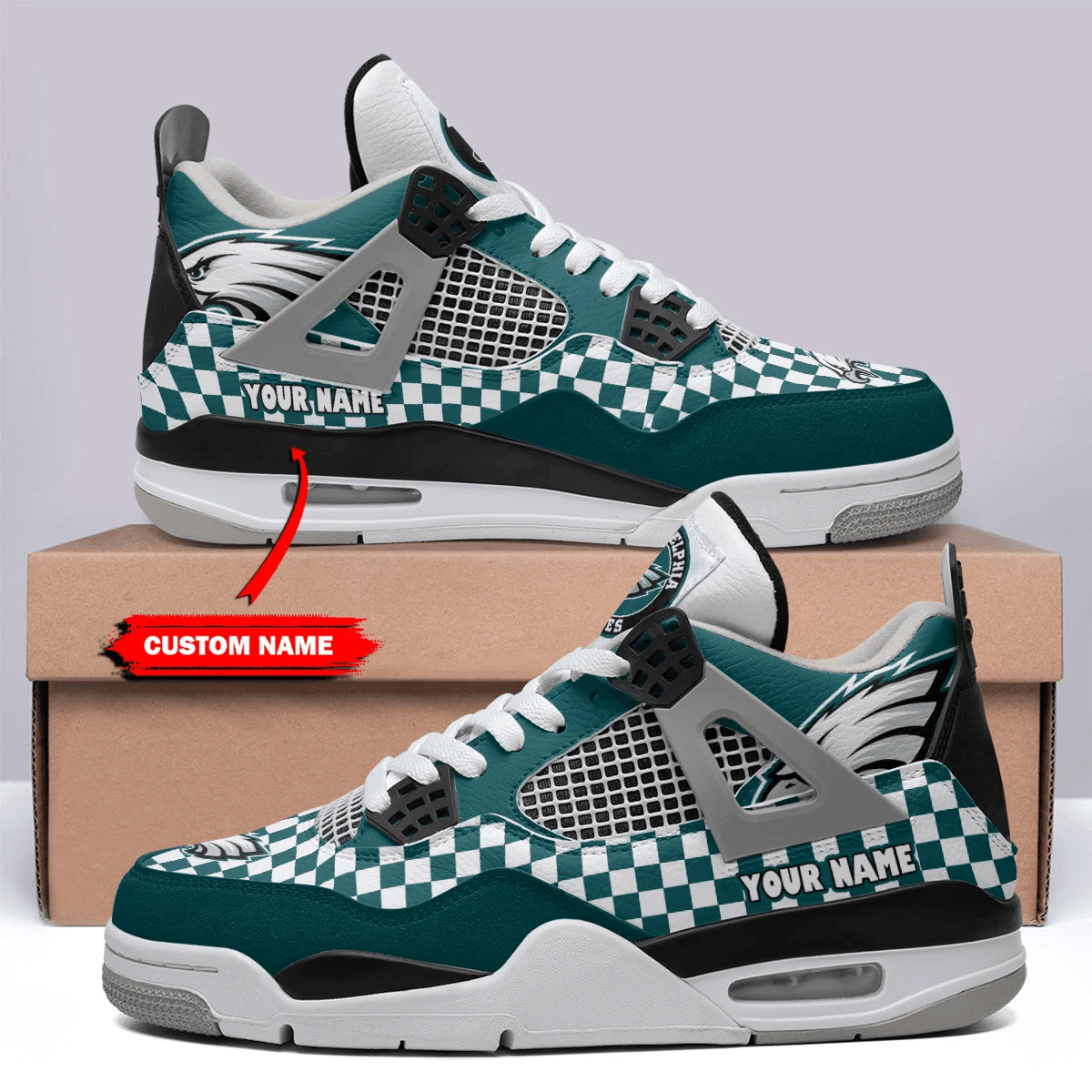 Sportswearmerch Philadelphia Eagles NFL Air Jordan 4 Sneaker AJ4 Sneakers Shoes For Men And Women
