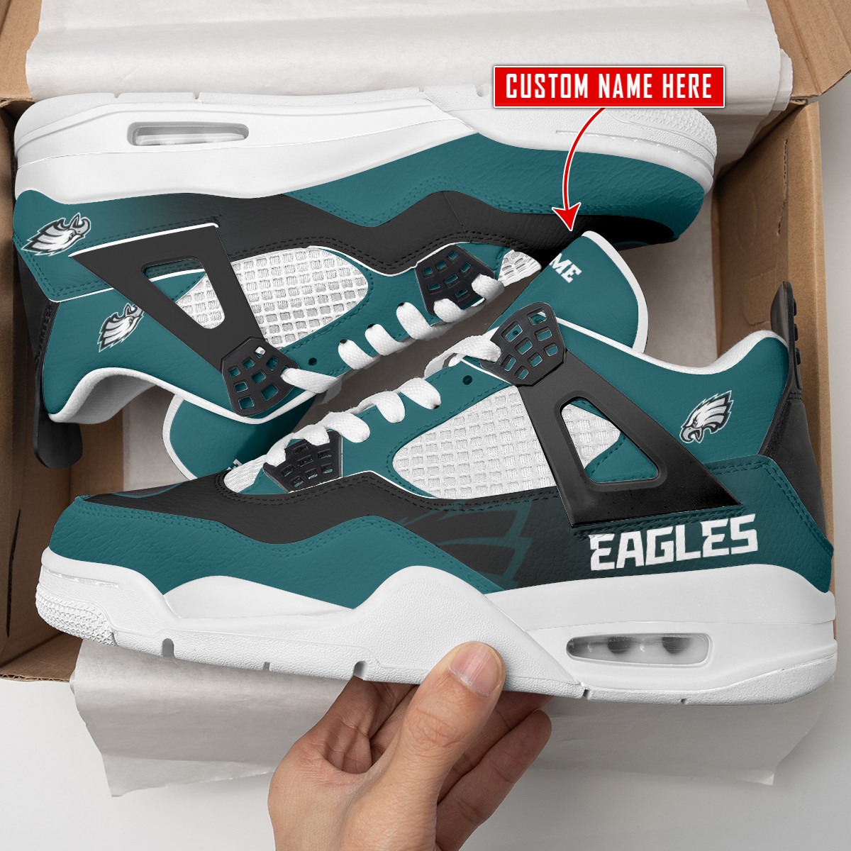 Sportswearmerch Philadelphia Eagles NFL Air Jordan 4 Sneaker AJ4 Sneakers Shoes For Men And Women