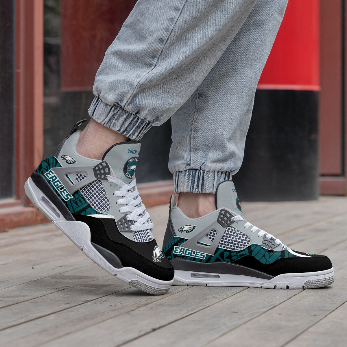Sportswearmerch Philadelphia Eagles NFL Air Jordan 4 Sneaker AJ4 Sneakers Shoes For Men And Women
