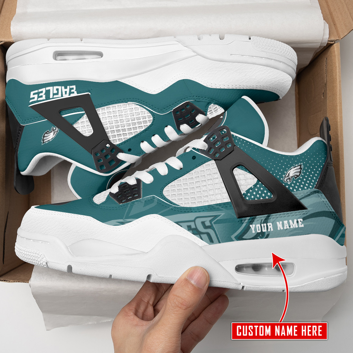 Sportswearmerch Philadelphia Eagles NFL AJ4 Sneakers Shoes For Men And Women