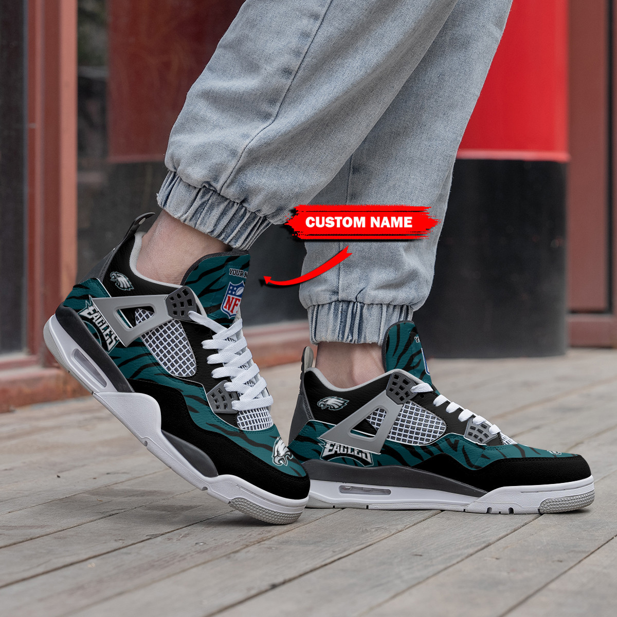 Sportswearmerch Philadelphia Eagles NFL Air Jordan 4 Sneaker AJ4 Sneakers Shoes For Men And Women