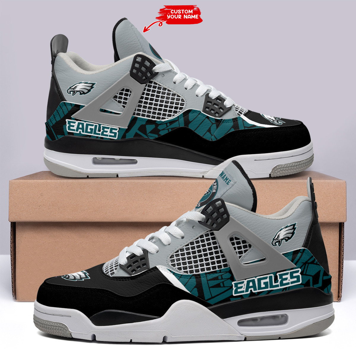 Sportswearmerch Philadelphia Eagles NFL Air Jordan 4 Sneaker AJ4 Sneakers Shoes For Men And Women