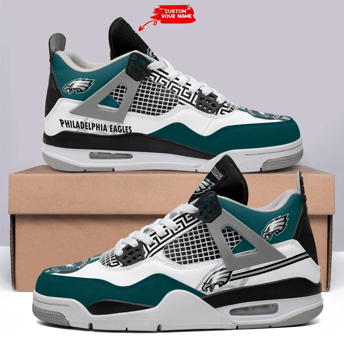 Sportswearmerch Philadelphia Eagles NFL Air Jordan 4 Sneaker AJ4 Sneakers Shoes For Men And Women