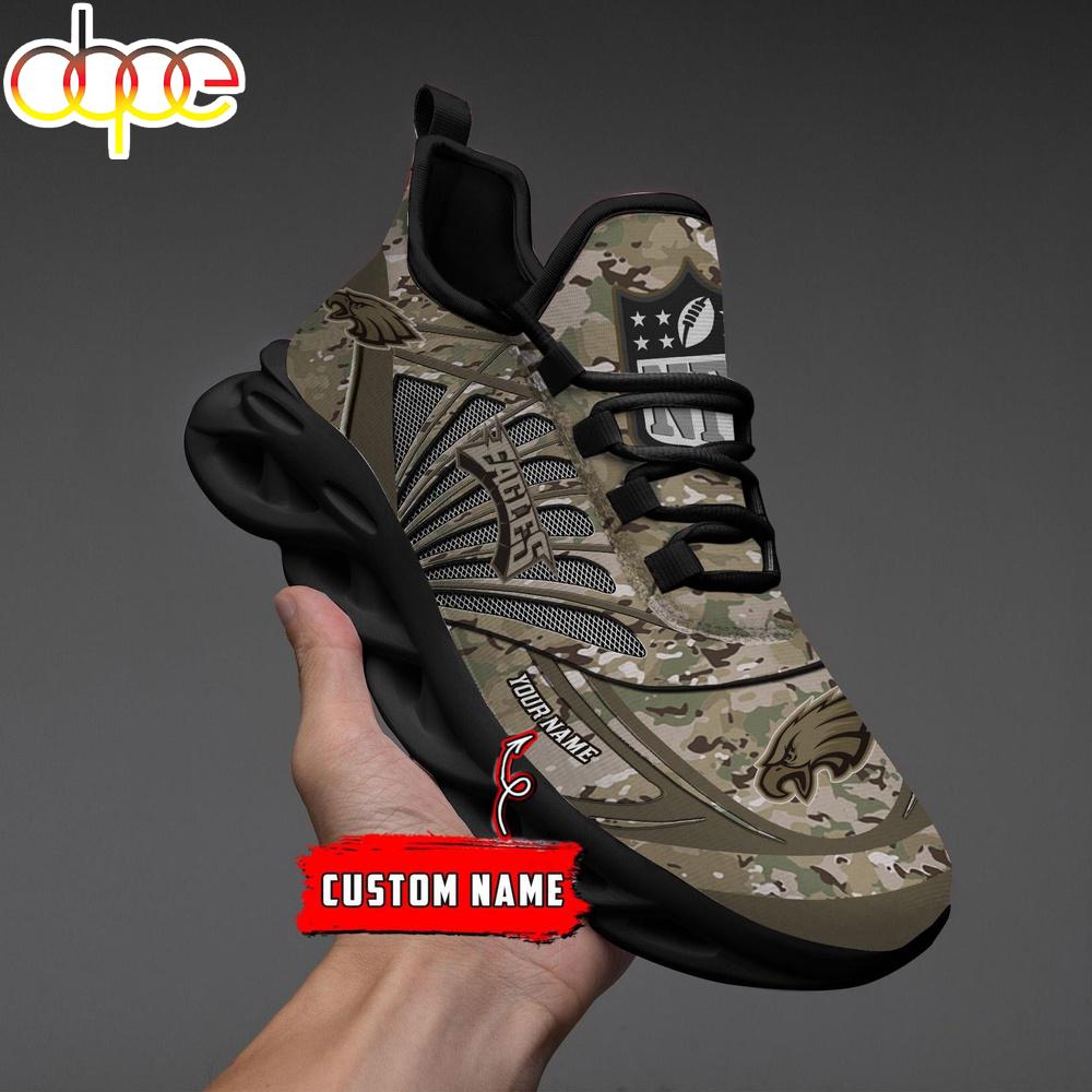 Sportswearmerch Philadelphia Eagles NFL Camo Veteran Day Max Soul Shoes Sneakers For Men And Women