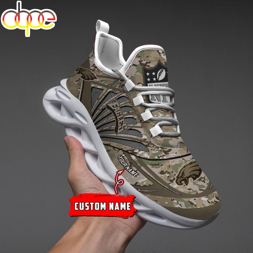 Sportswearmerch Philadelphia Eagles NFL Camo Veteran Day Max Soul Shoes Sneakers For Men And Women