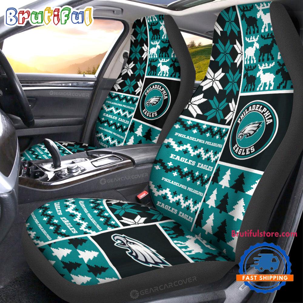 Sportswearmerch Philadelphia Eagles NFL Design Christmas Car Seat Covers For Fan