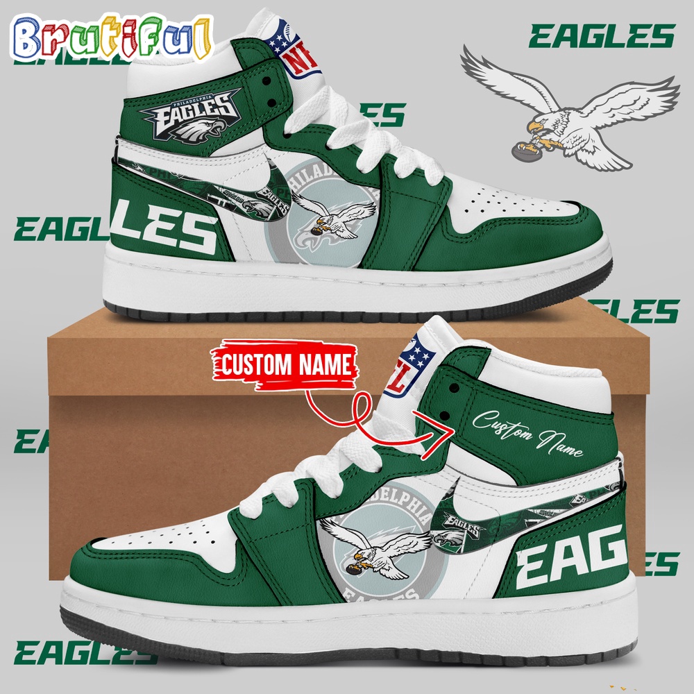 Sportswearmerch Philadelphia Eagles NFL FLy Eagles FLy AJ1 High Sneakers Shoes For Men And Women