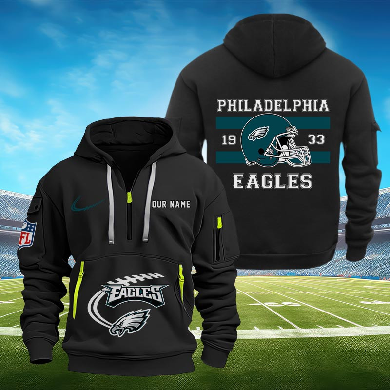 Sportswearmerch Philadelphia Eagles NFL Half Zip Hoodie Personalized For Fan