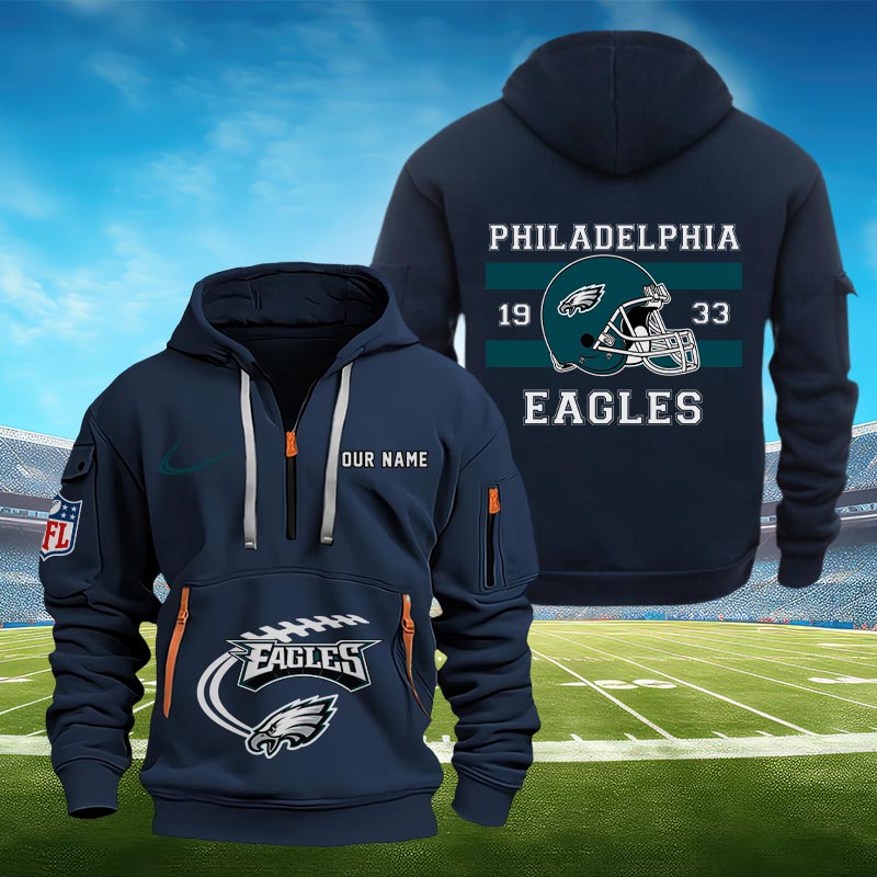 Sportswearmerch Philadelphia Eagles NFL Half Zip Hoodie Personalized For Fan