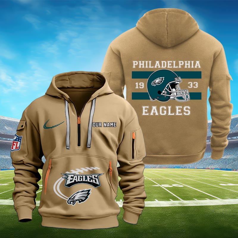 Sportswearmerch Philadelphia Eagles NFL Half Zip Hoodie Personalized For Fan