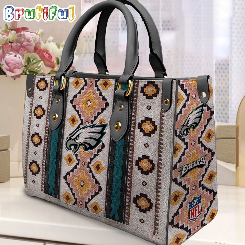 Sportswearmerch Philadelphia Eagles NFL Native American Pattern Leather Bag For Fan