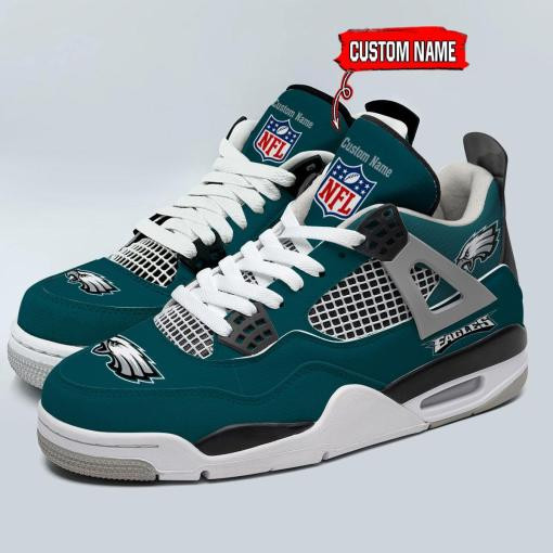 Sportswearmerch Philadelphia Eagles NFL Personalized Air Jordan 4 AJ4 Sneakers Shoes For Men And Women
