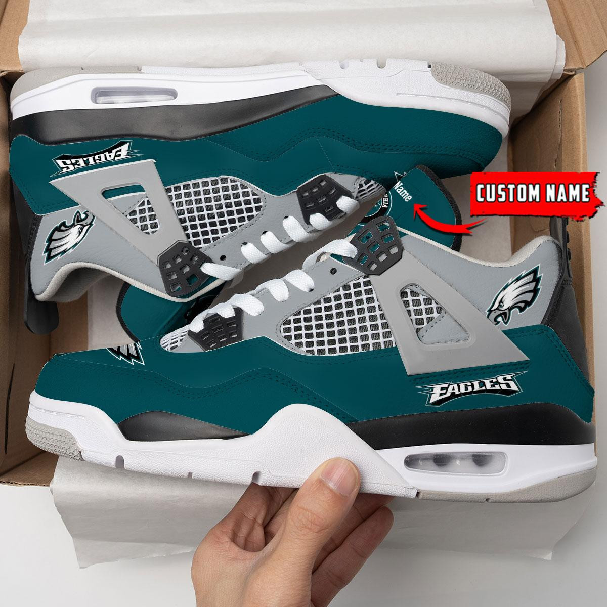 Sportswearmerch Philadelphia Eagles NFL Personalized Air Jordan 4 SnAJ4 Sneakers Shoes For Men And Women