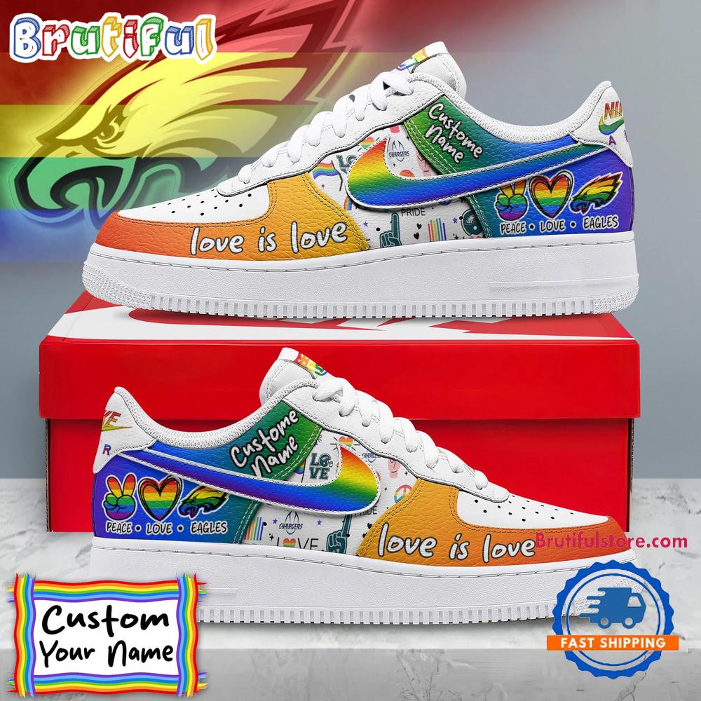 Sportswearmerch Philadelphia Eagles NFL Pride Peace Love Eagles Custom Air Low-Top Shoes For Men And Women