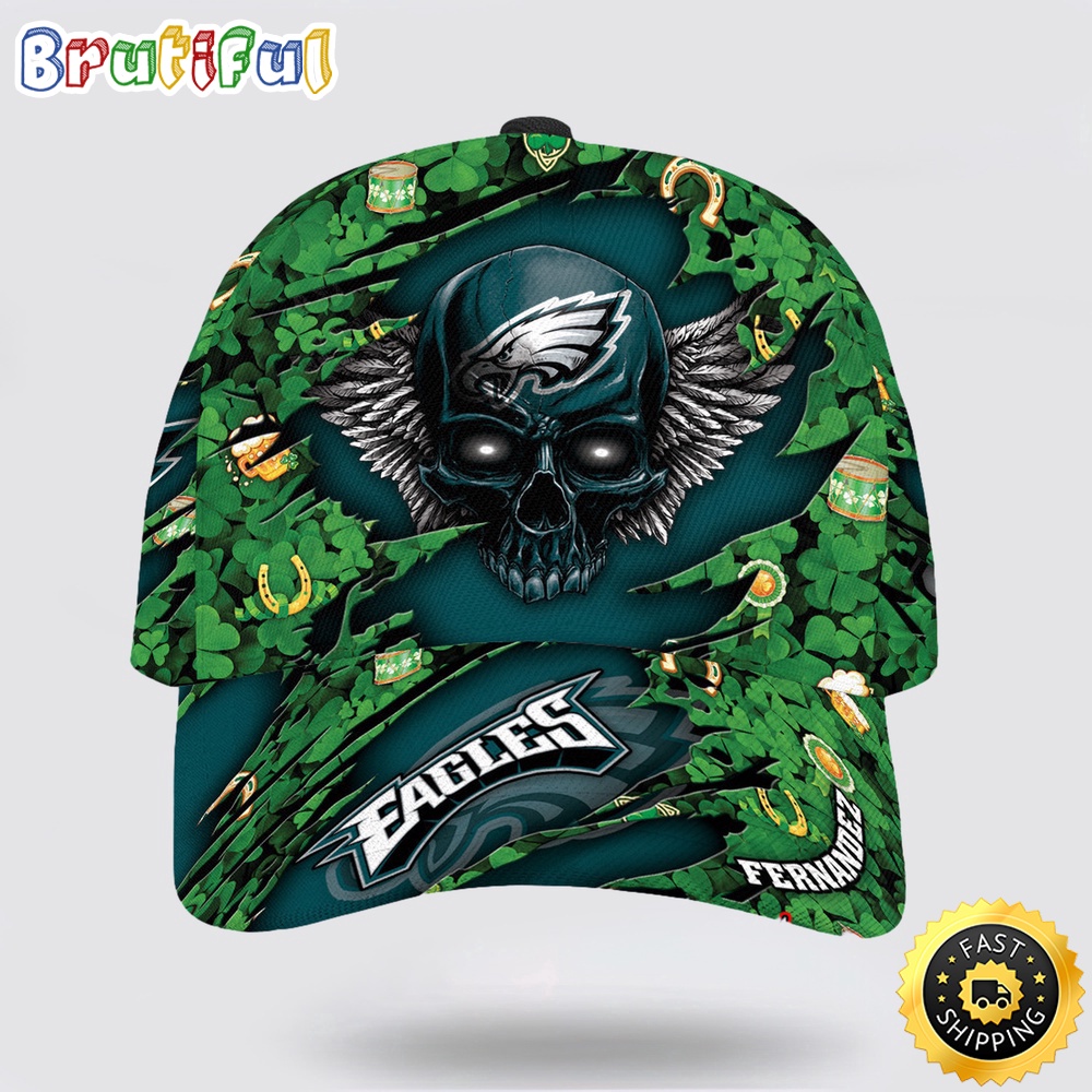 Sportswearmerch Philadelphia Eagles NFL St Patrick Day Skull Classic Cap For Fan