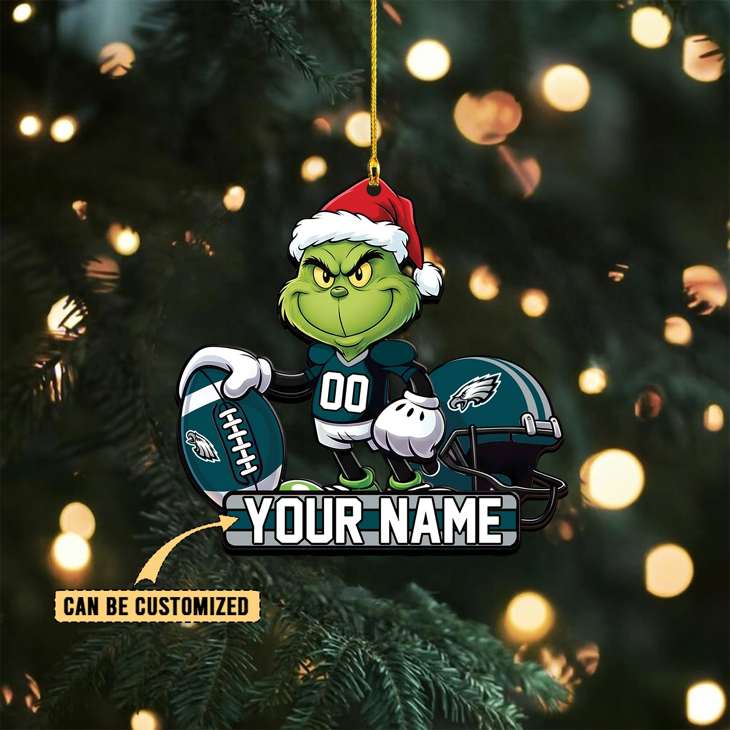 Sportswearmerch Philadelphia Eagles NFL The Grinch x Christmas Acrylic Ornament Gift For Fan