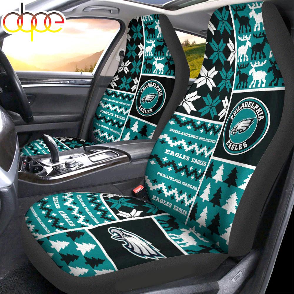 Sportswearmerch Philadelphia Eagles NFL Ugly Christmas Car Seat Covers For Fan