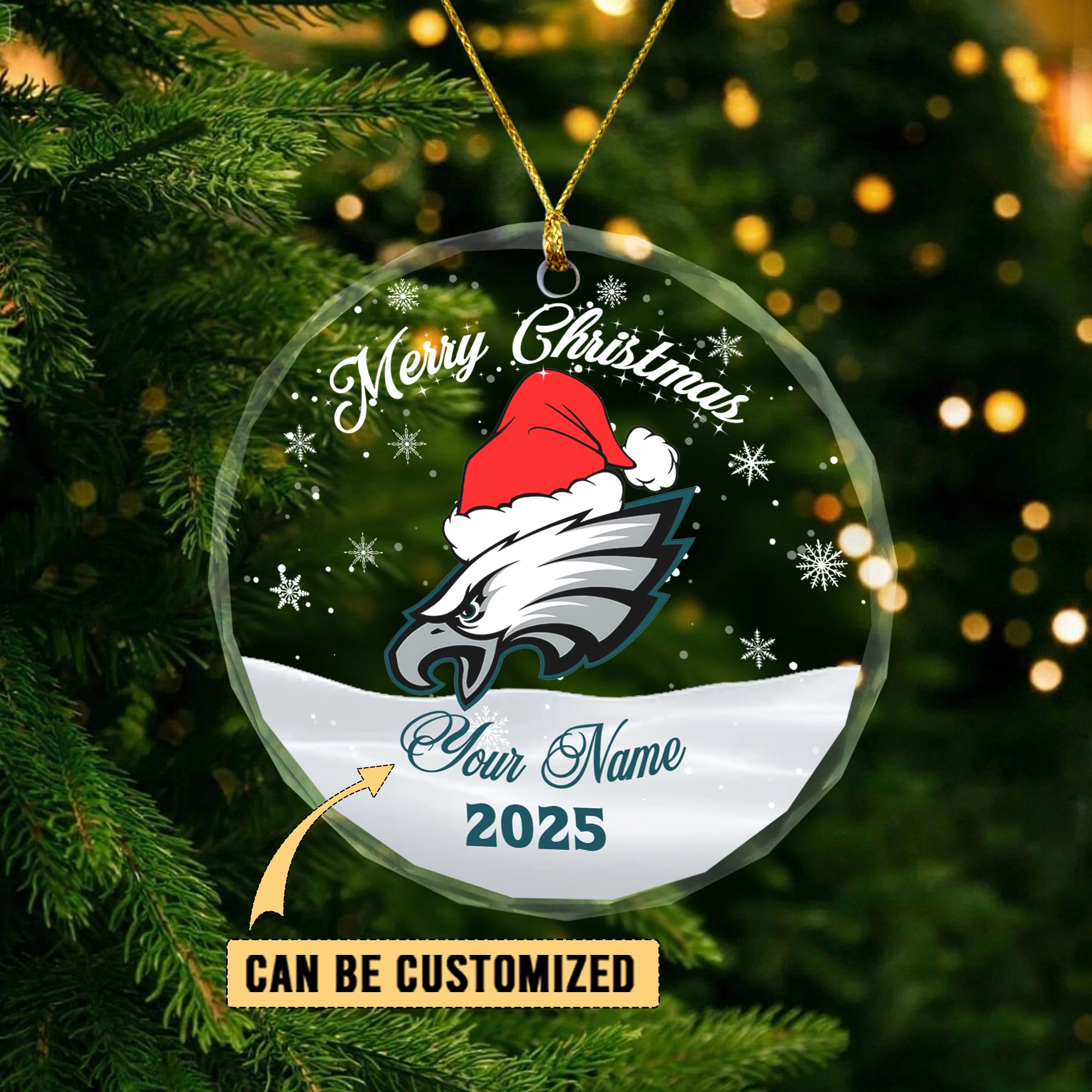 Sportswearmerch Philadelphia Eagles NFL x Christmas Glass Ornament Gift For Fan