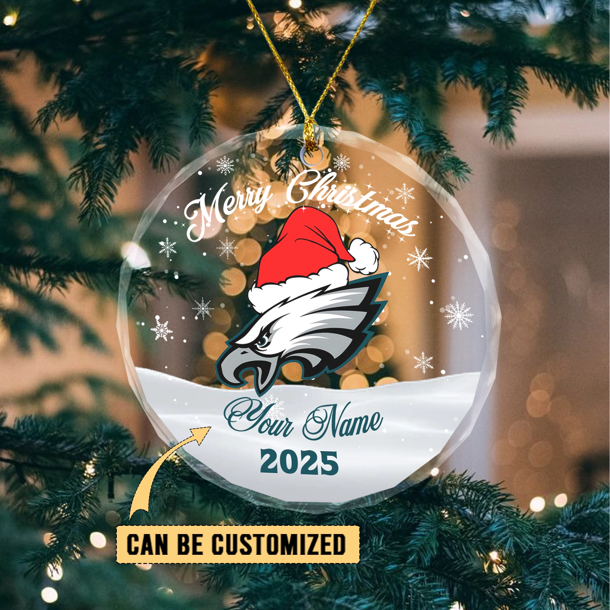 Sportswearmerch Philadelphia Eagles NFL x Christmas Glass Ornament Gift For Fan