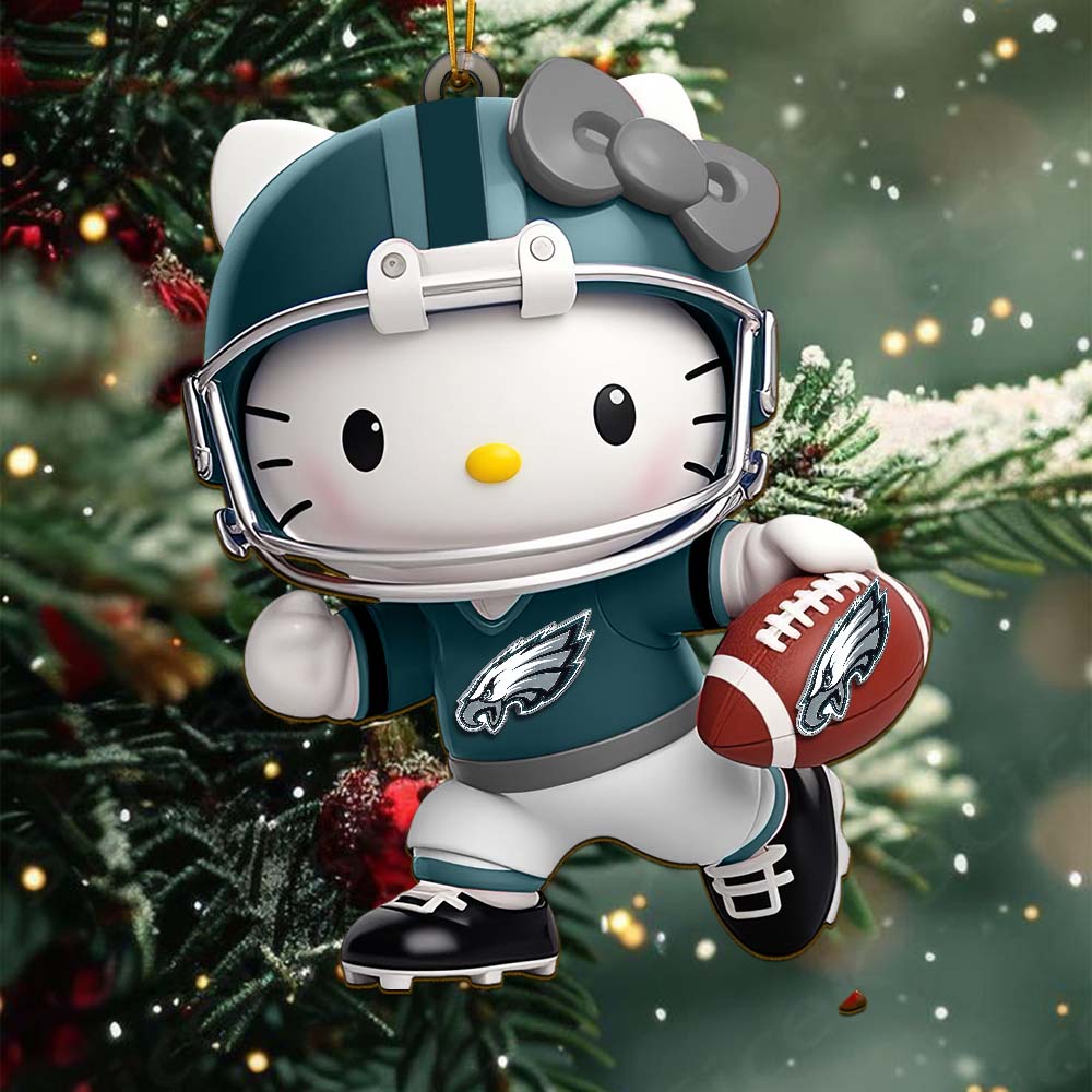 Sportswearmerch Philadelphia Eagles NFL x Hello Kitty Personalized Acrylic Ornament Gift For Fans