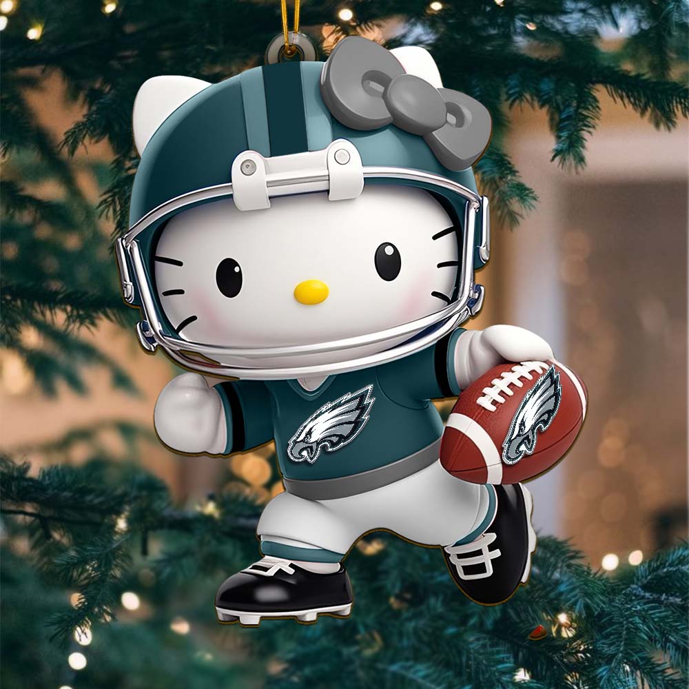 Sportswearmerch Philadelphia Eagles NFL x Hello Kitty Personalized Acrylic Ornament Gift For Fans