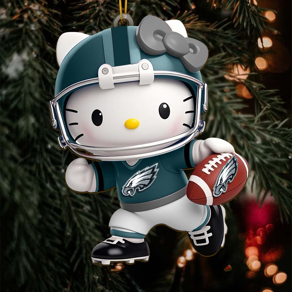 Sportswearmerch Philadelphia Eagles NFL x Hello Kitty Personalized Acrylic Ornament Gift For Fans