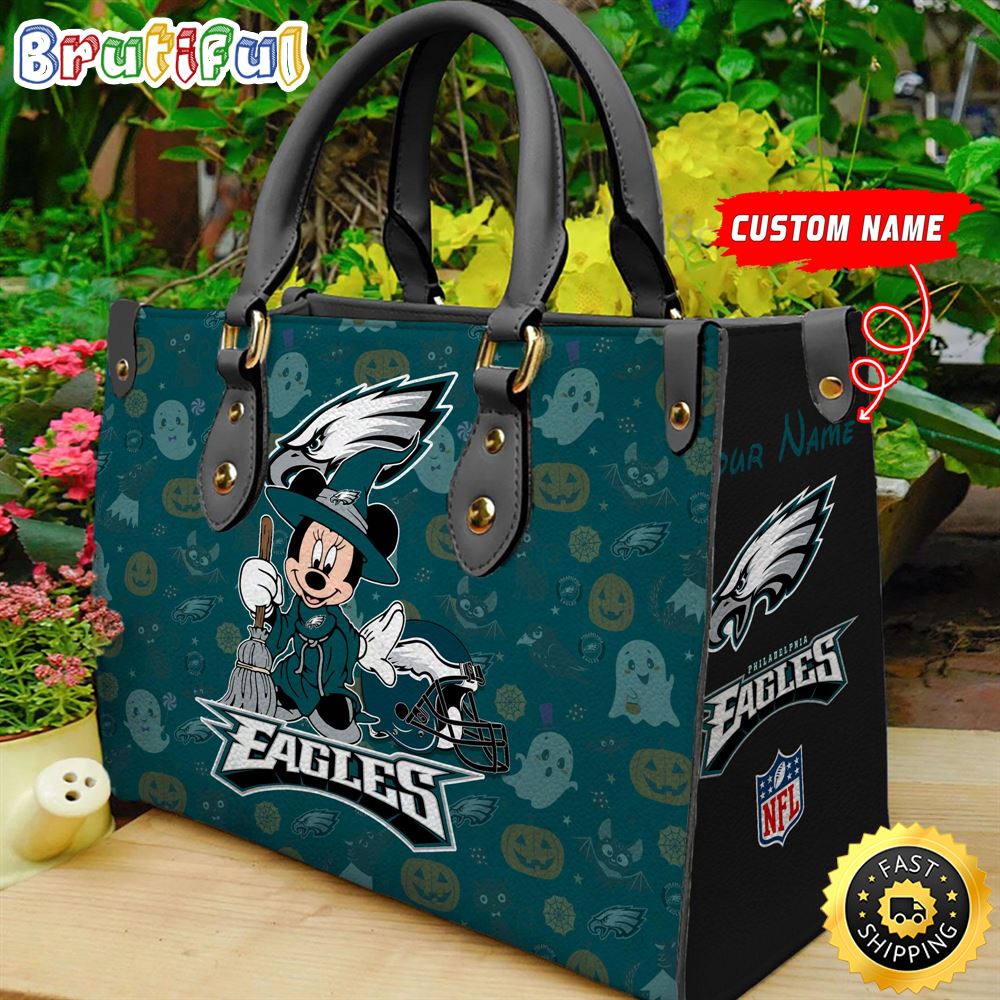 Sportswearmerch Philadelphia Eagles NFL x Minnie Halloween Leather Handbag For Fan