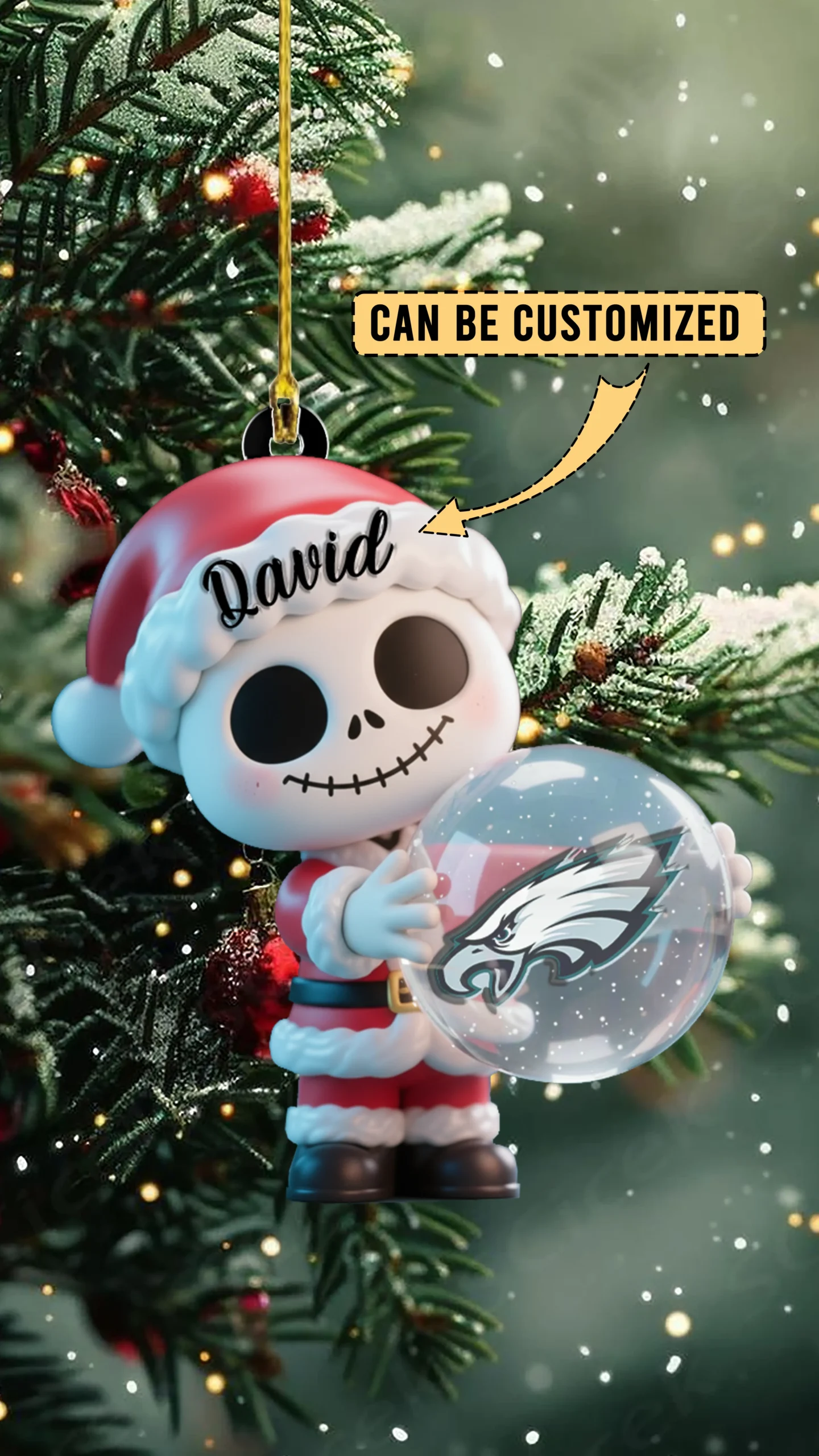 Sportswearmerch Philadelphia Eagles NFL x The Nightmare Before Christmas Acrylic Ornament Gift For Fans