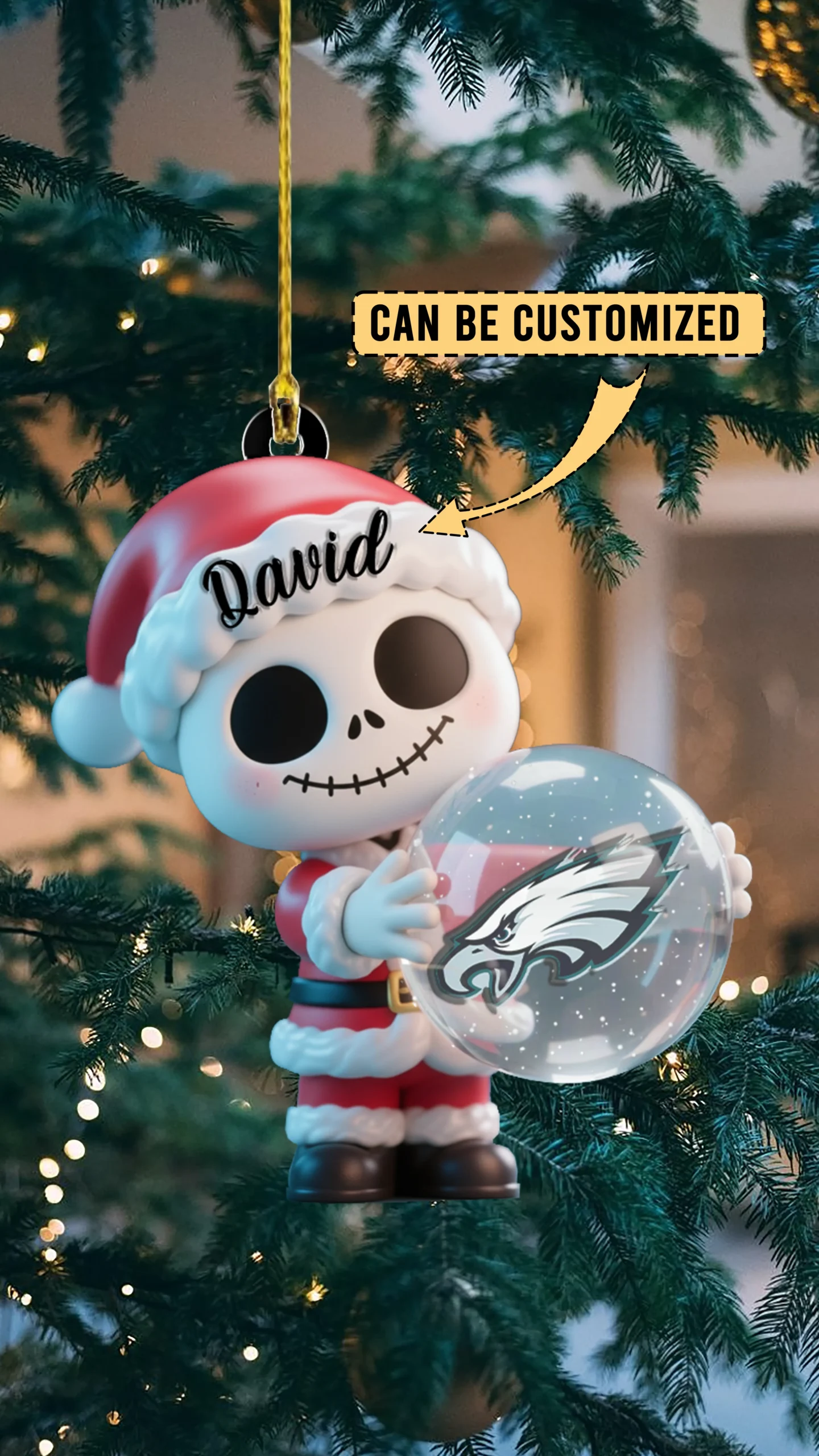 Sportswearmerch Philadelphia Eagles NFL x The Nightmare Before Christmas Acrylic Ornament Gift For Fans
