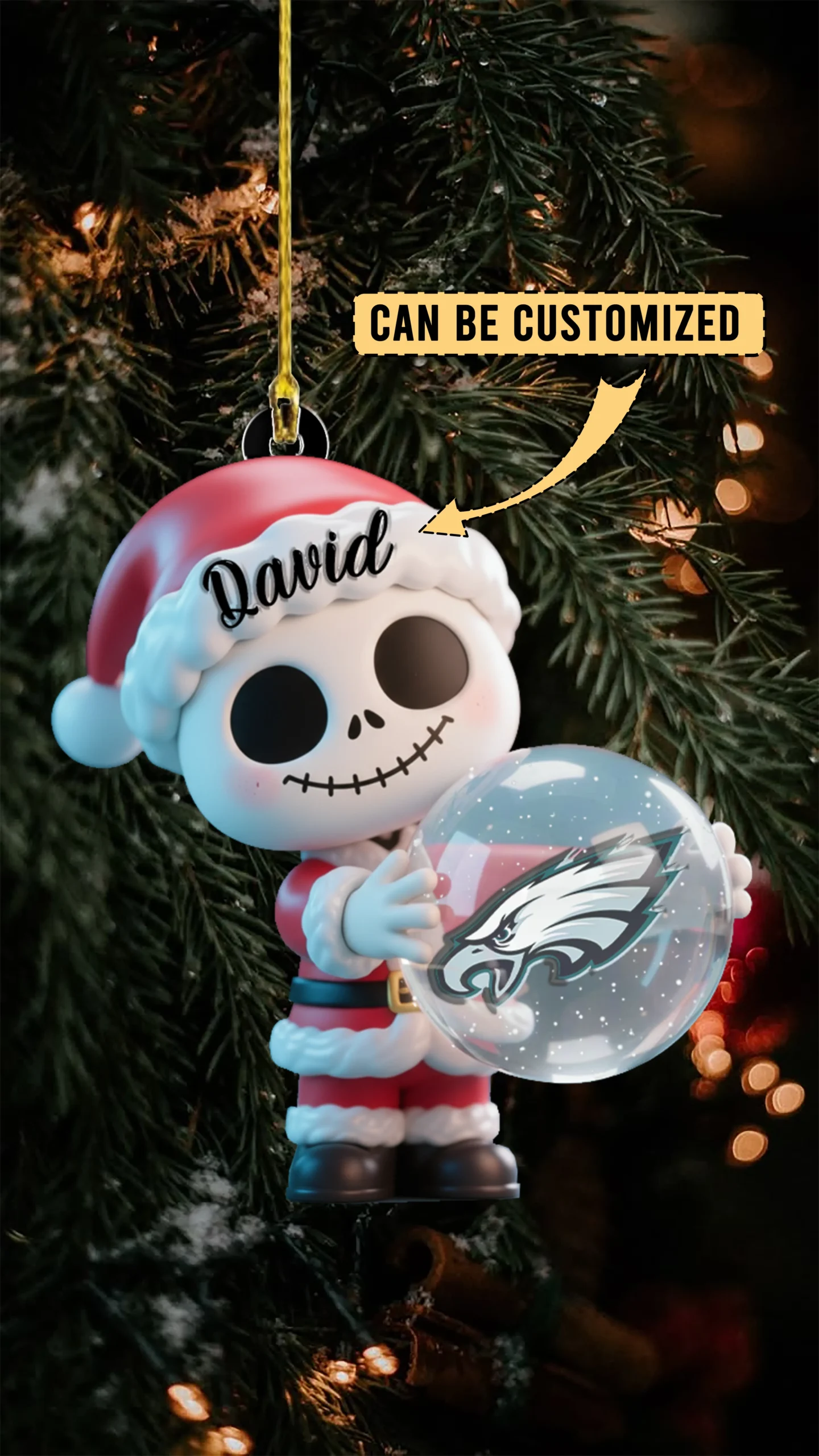 Sportswearmerch Philadelphia Eagles NFL x The Nightmare Before Christmas Acrylic Ornament Gift For Fans