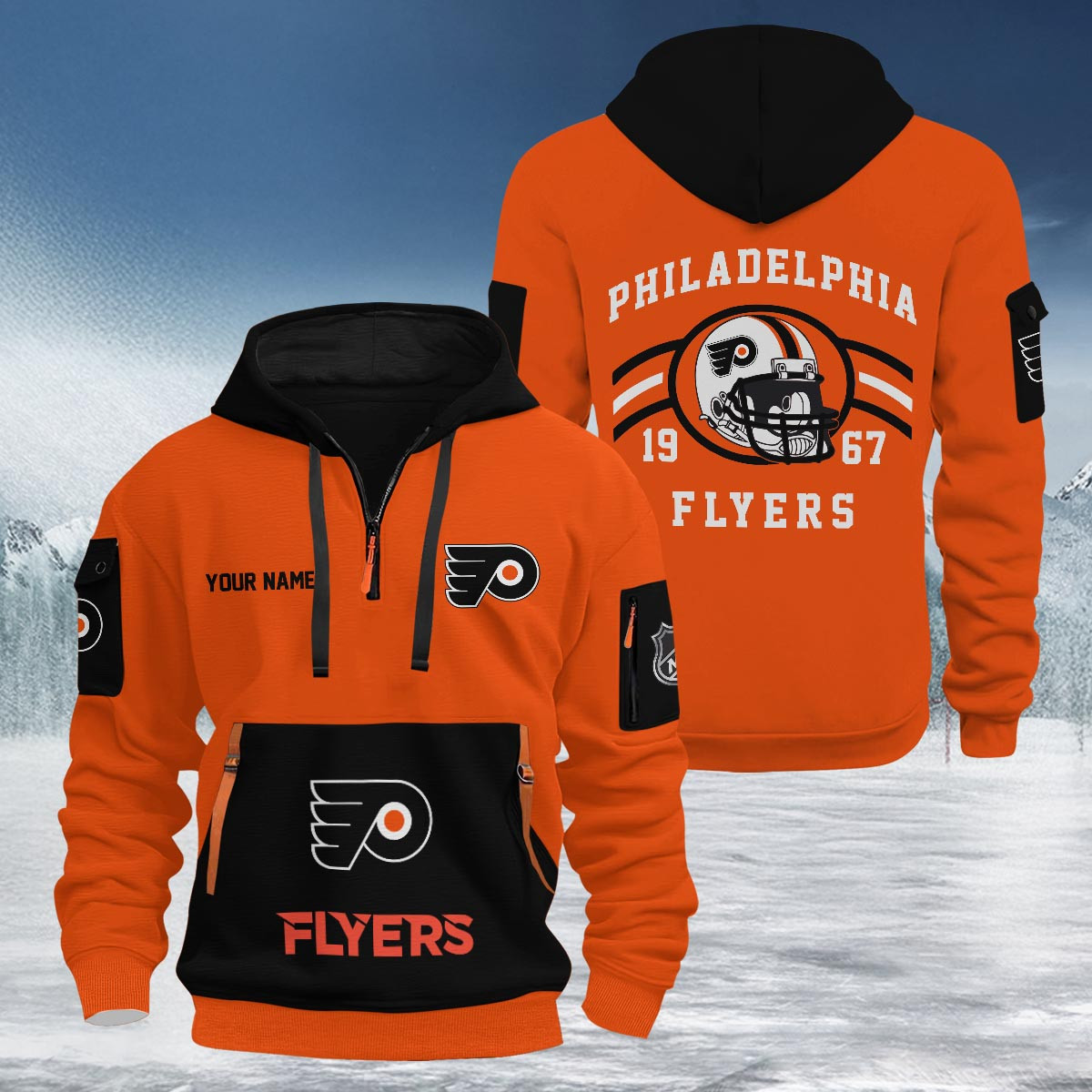 Sportswearmerch Philadelphia Flyers NHL Half Zip Hoodie Personalized For Fan