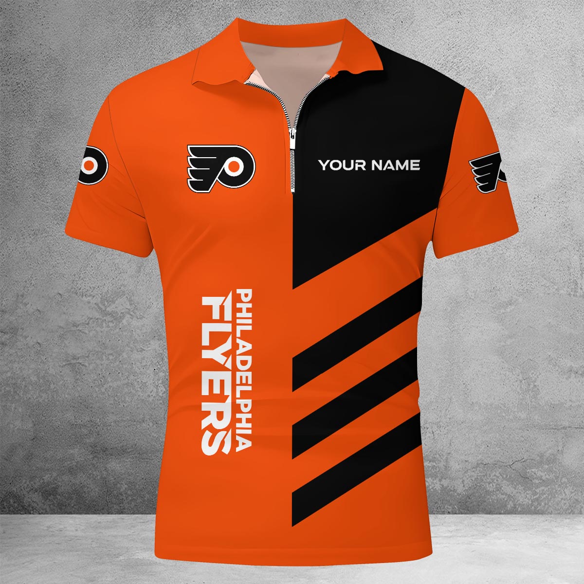 Sportswearmerch Philadelphia Flyers NHL Lapel Zip Polo Shirt For Fan