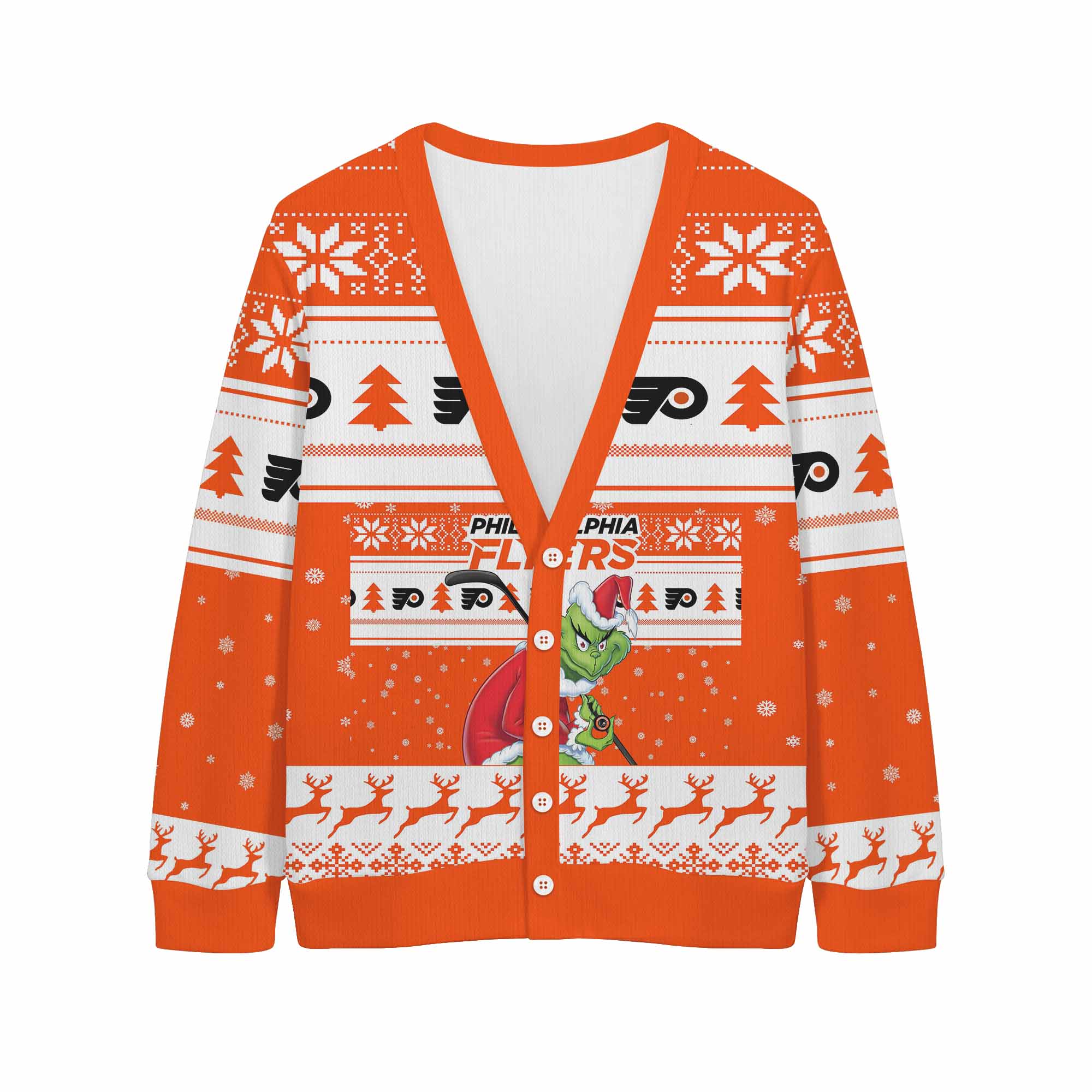 Sportswearmerch Philadelphia Flyers NHL x Grinch Christmas Cardigan For Fan
