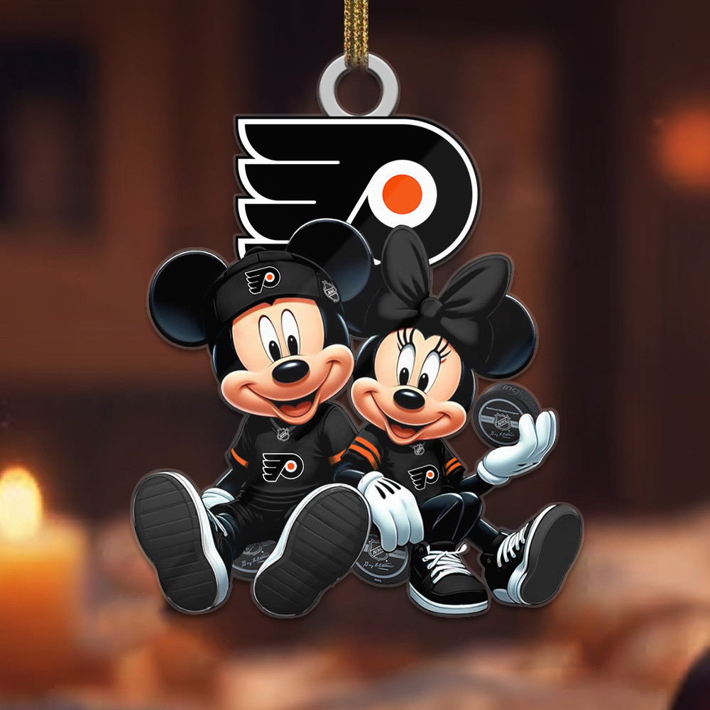 Sportswearmerch Philadelphia Flyers NHL x Mickey and Minnie Mouse Personalized Acrylic Ornament For Fans
