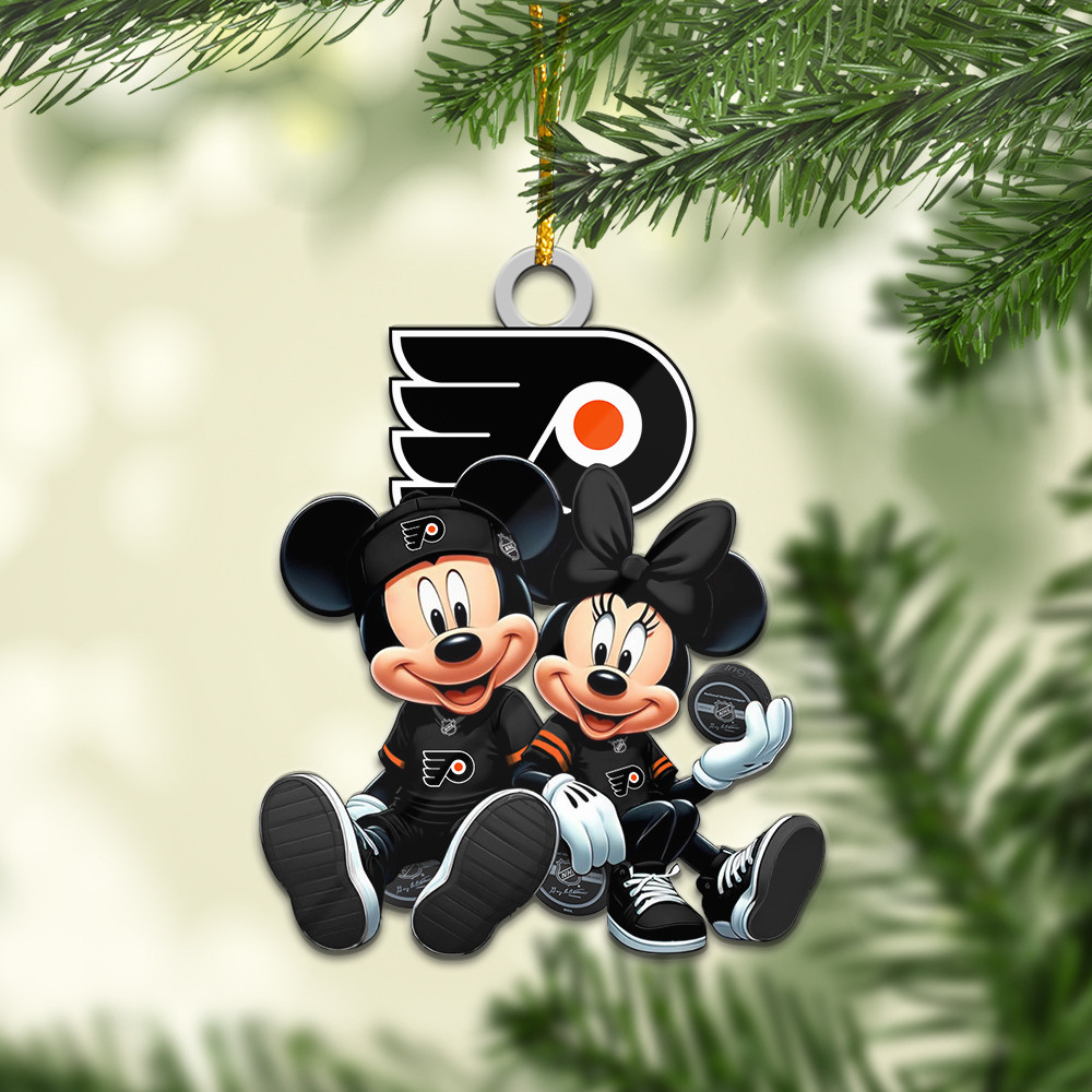 Sportswearmerch Philadelphia Flyers NHL x Mickey and Minnie Mouse Personalized Acrylic Ornament For Fans