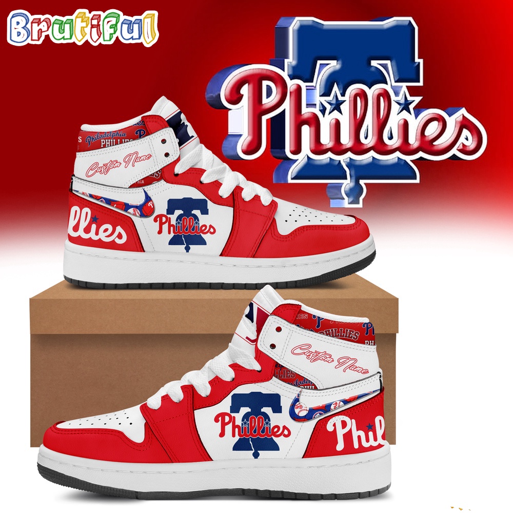 Sportswearmerch Philadelphia Phillies MLB Baseball Team AJ1 High Sneakers Shoes For Men And Women