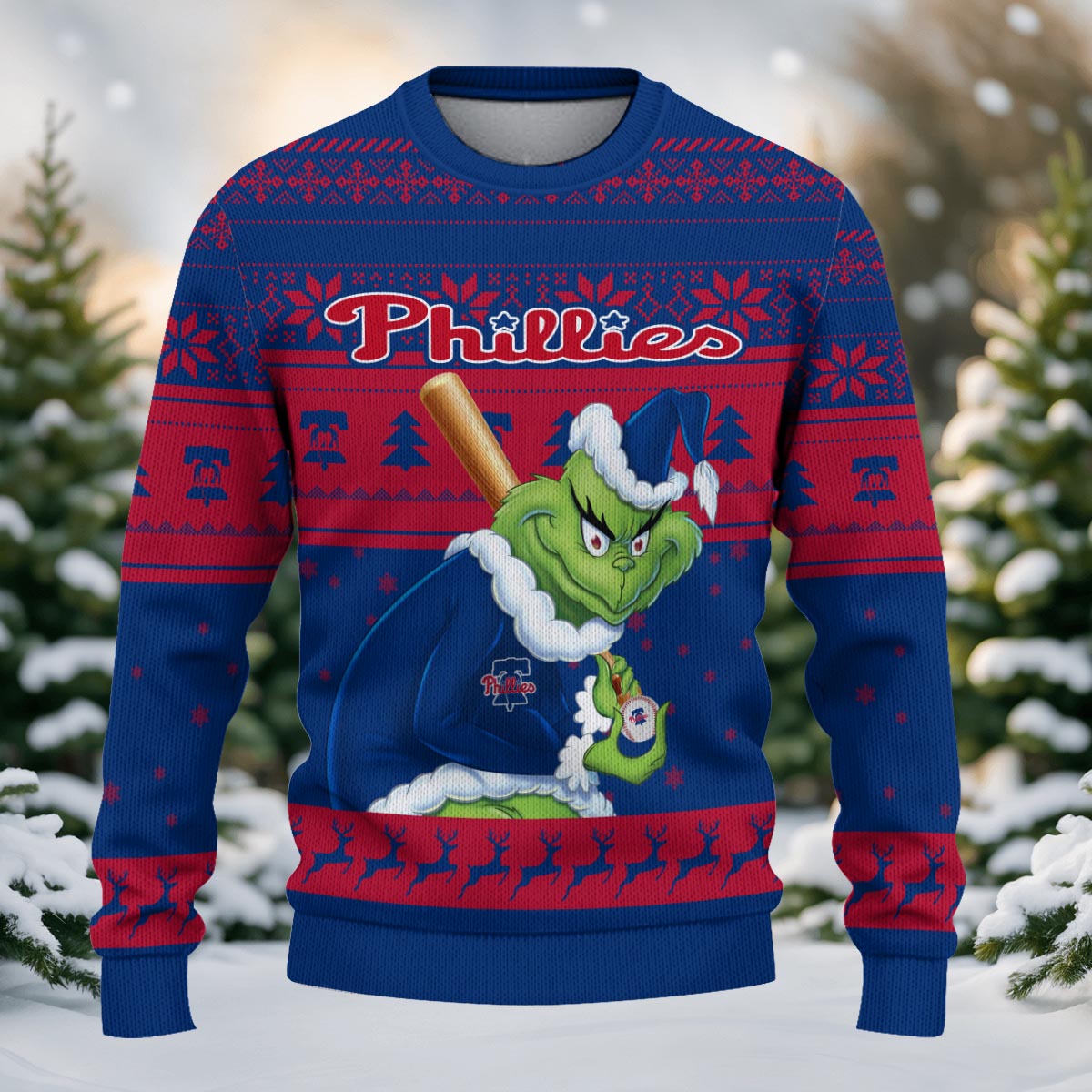 Sportswearmerch Philadelphia Phillies MLB x Grinch Christmas Ugly Sweater For Fans