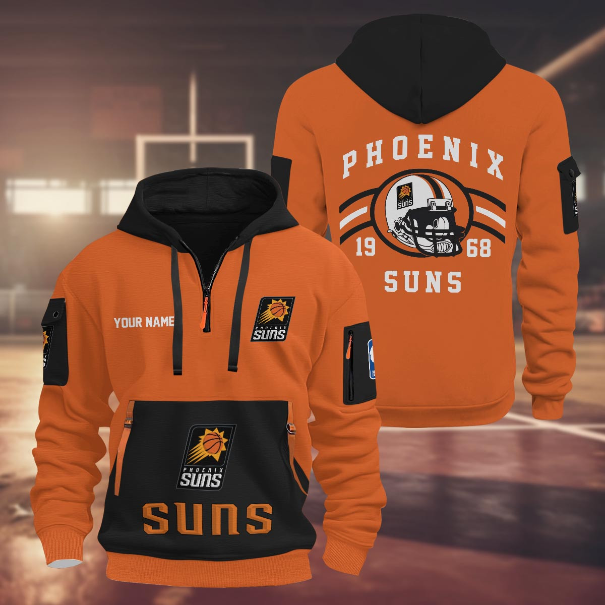 Sportswearmerch Phoenix Suns NBA Half Zip Hoodie Personalized For Fan