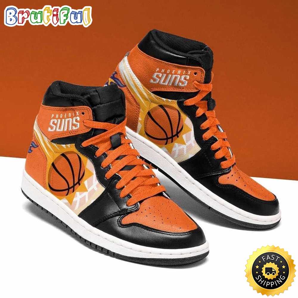 Sportswearmerch Phoenix Suns NBA Orange Black AJ1 High Sneakers Shoes For Men And Women