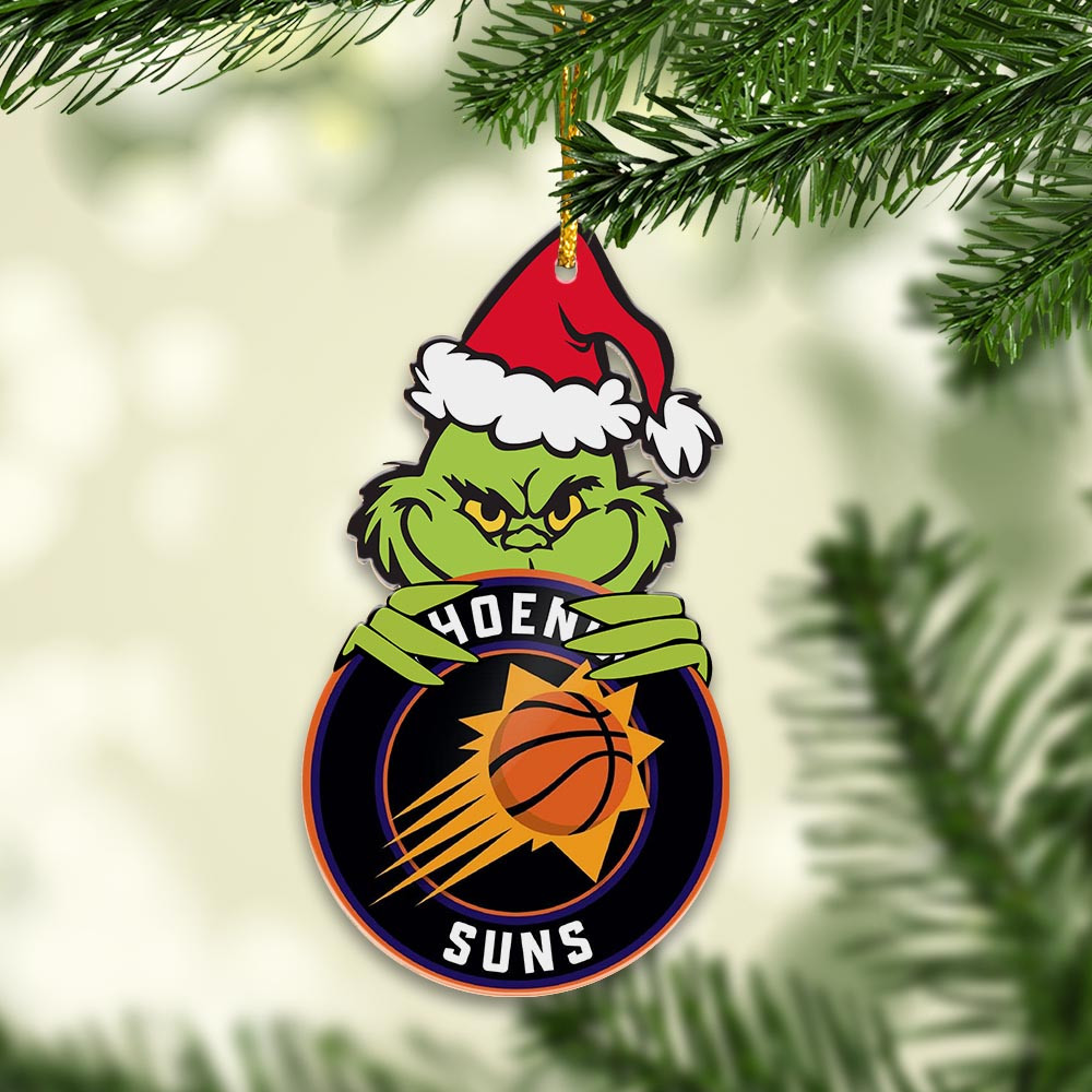 Sportswearmerch Phoenix Suns NBA x Grinch Christmas Acrylic Ornament For Fans
