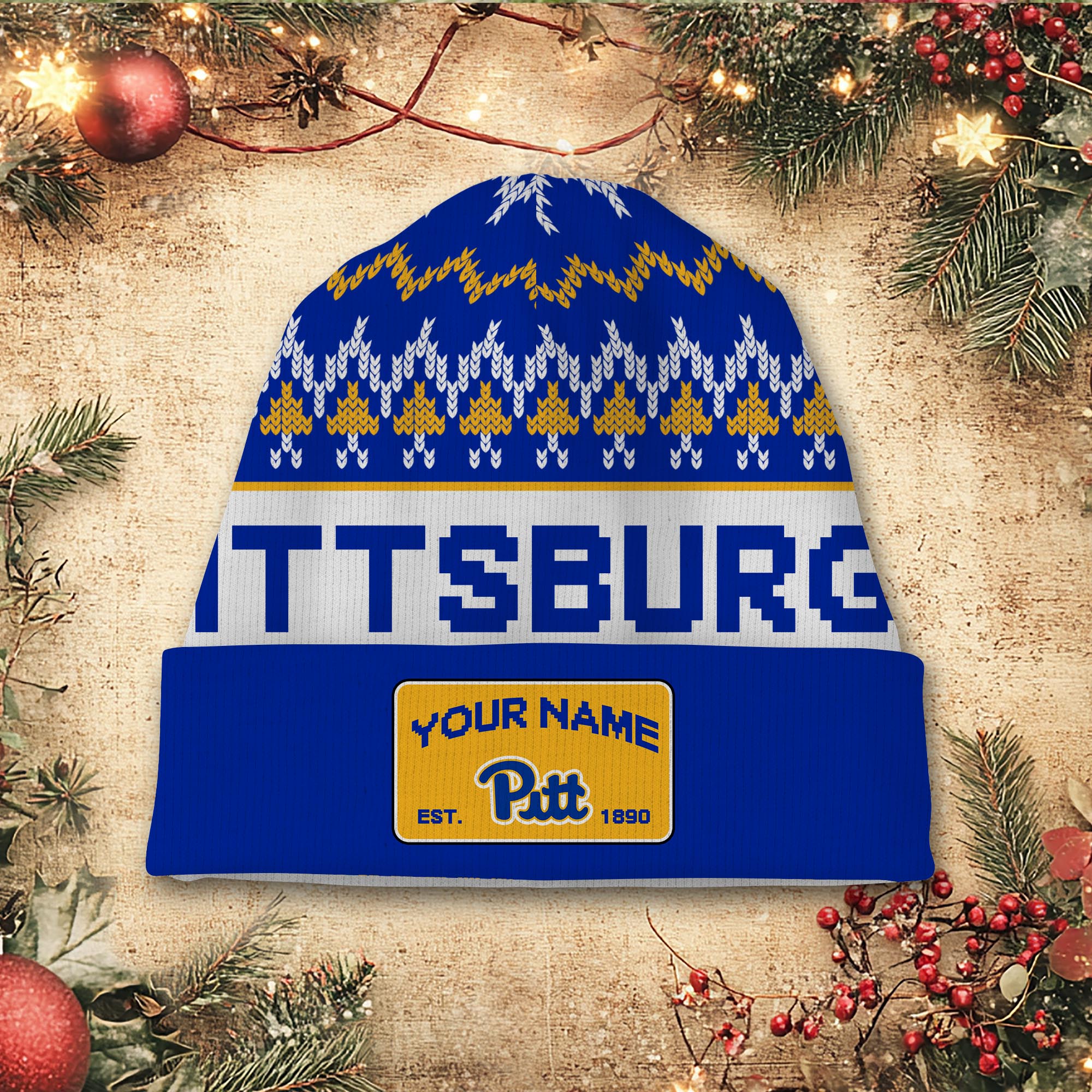 Sportswearmerch Pittsburgh Panthers NCAA Christmas Beanie Hat For Fan