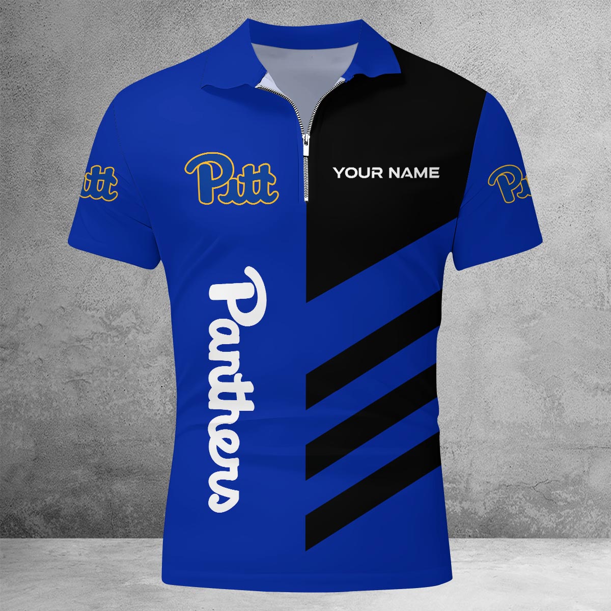 Sportswearmerch Pittsburgh Panthers NCAA Lapel Zip Polo Shirt For Fan