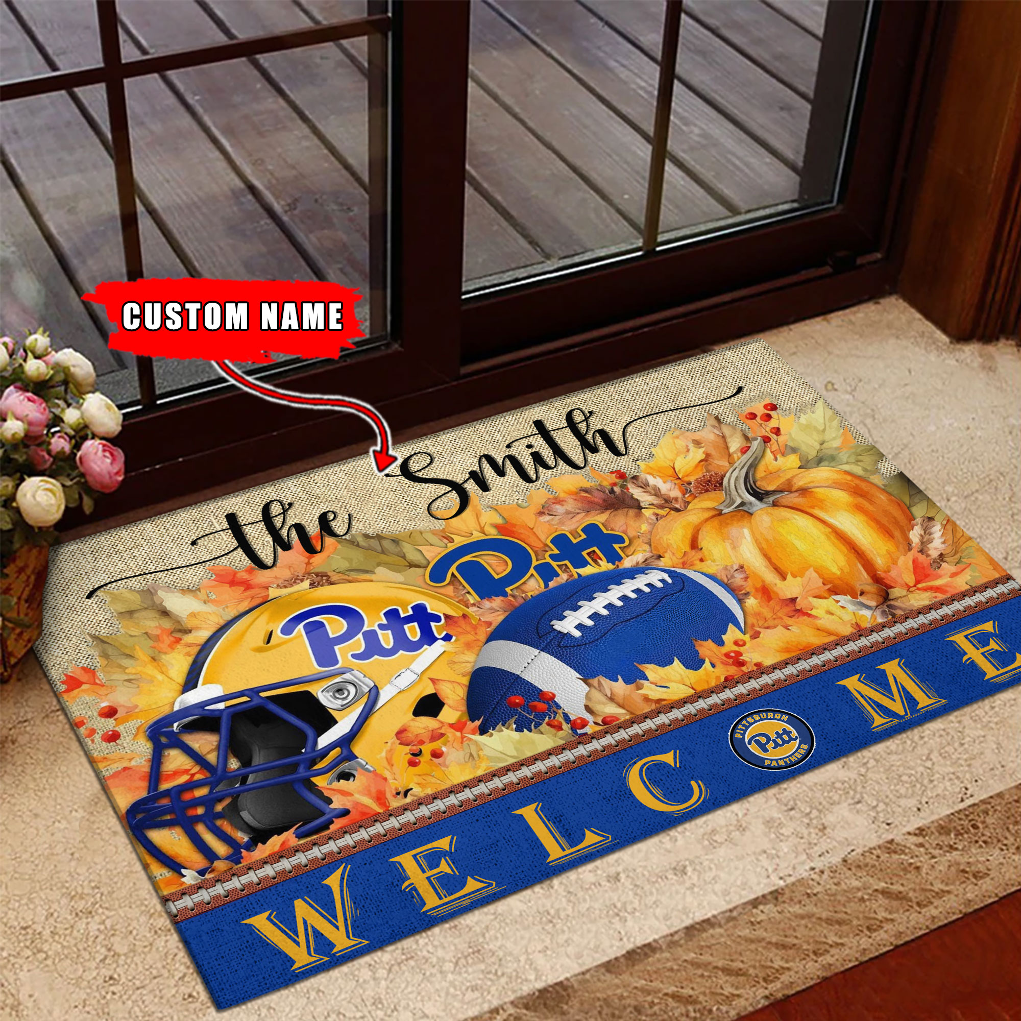 Sportswearmerch Pittsburgh Panthers NCAA Welcome Fall Football Doormat For Fan