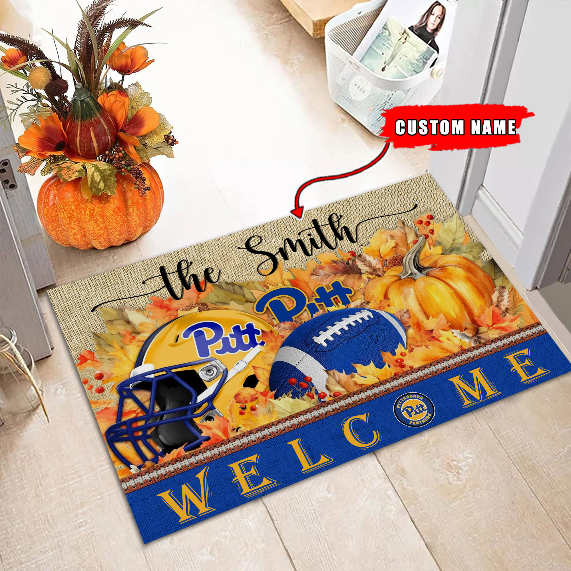 Sportswearmerch Pittsburgh Panthers NCAA Welcome Fall Football Doormat For Fan