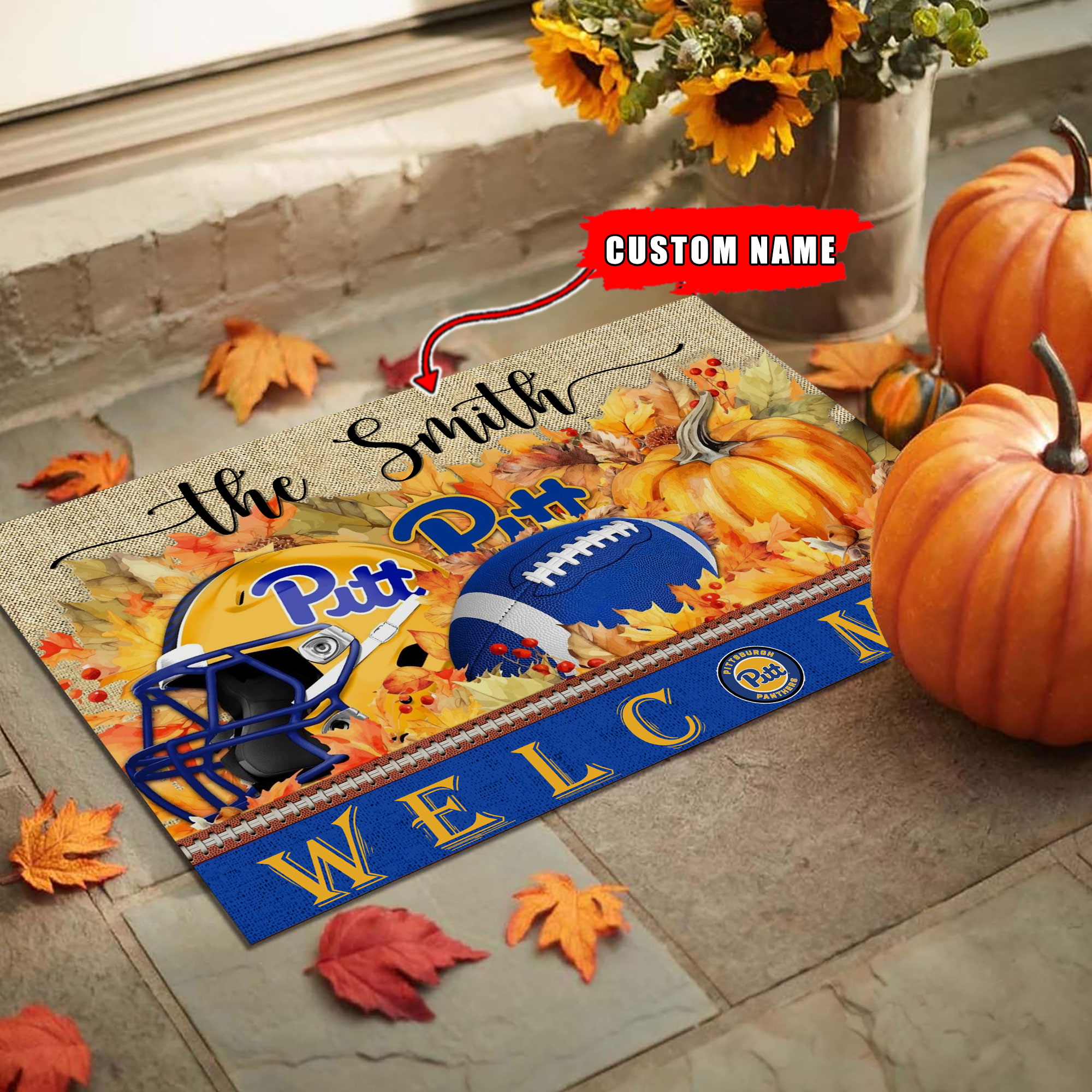 Sportswearmerch Pittsburgh Panthers NCAA Welcome Fall Football Doormat For Fan