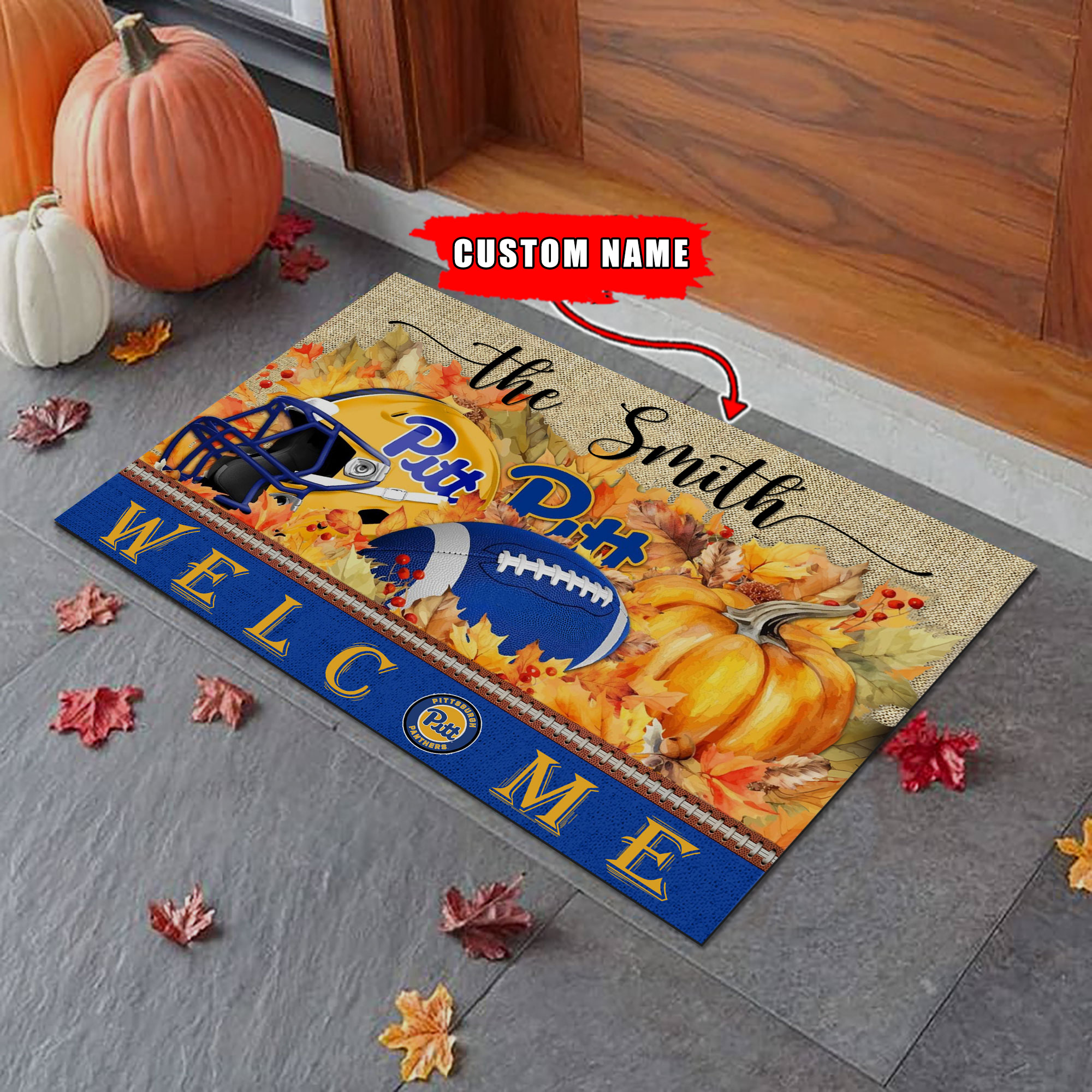 Sportswearmerch Pittsburgh Panthers NCAA Welcome Fall Football Doormat For Fan