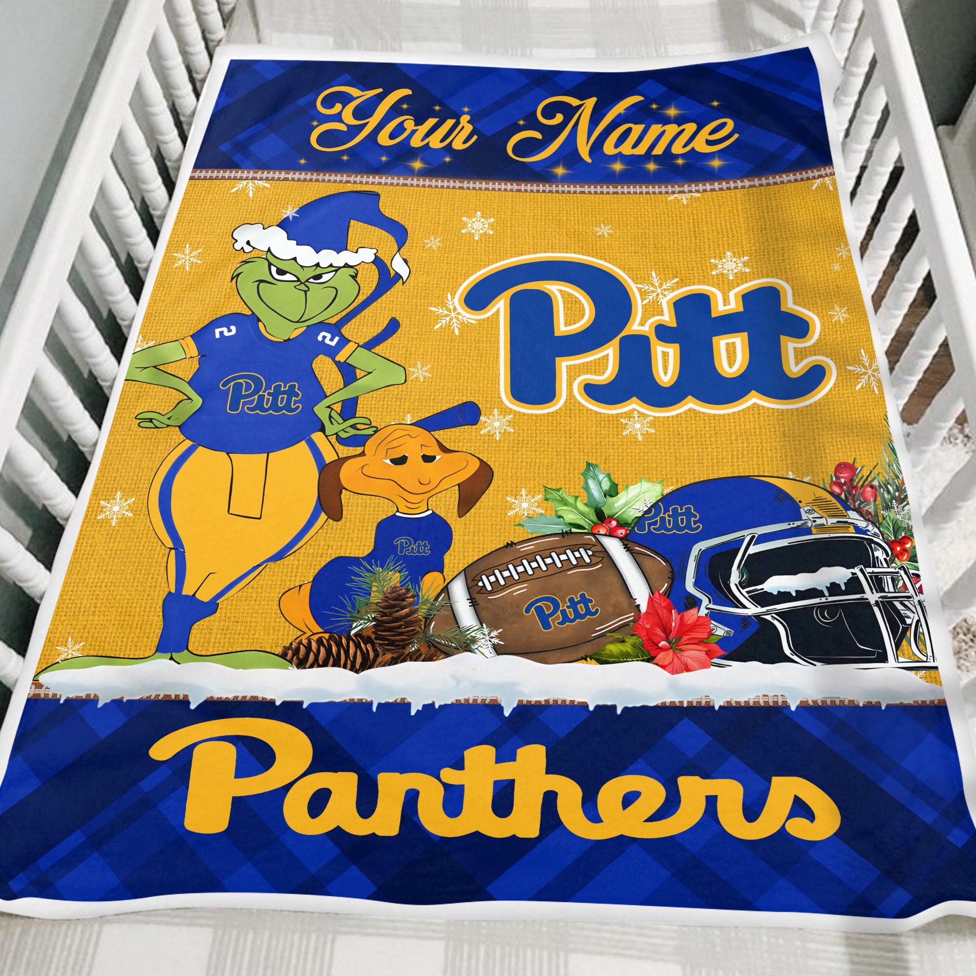 Sportswearmerch Pittsburgh Panthers NCAA x Grinch Christmas Fleece Blanket For Fan